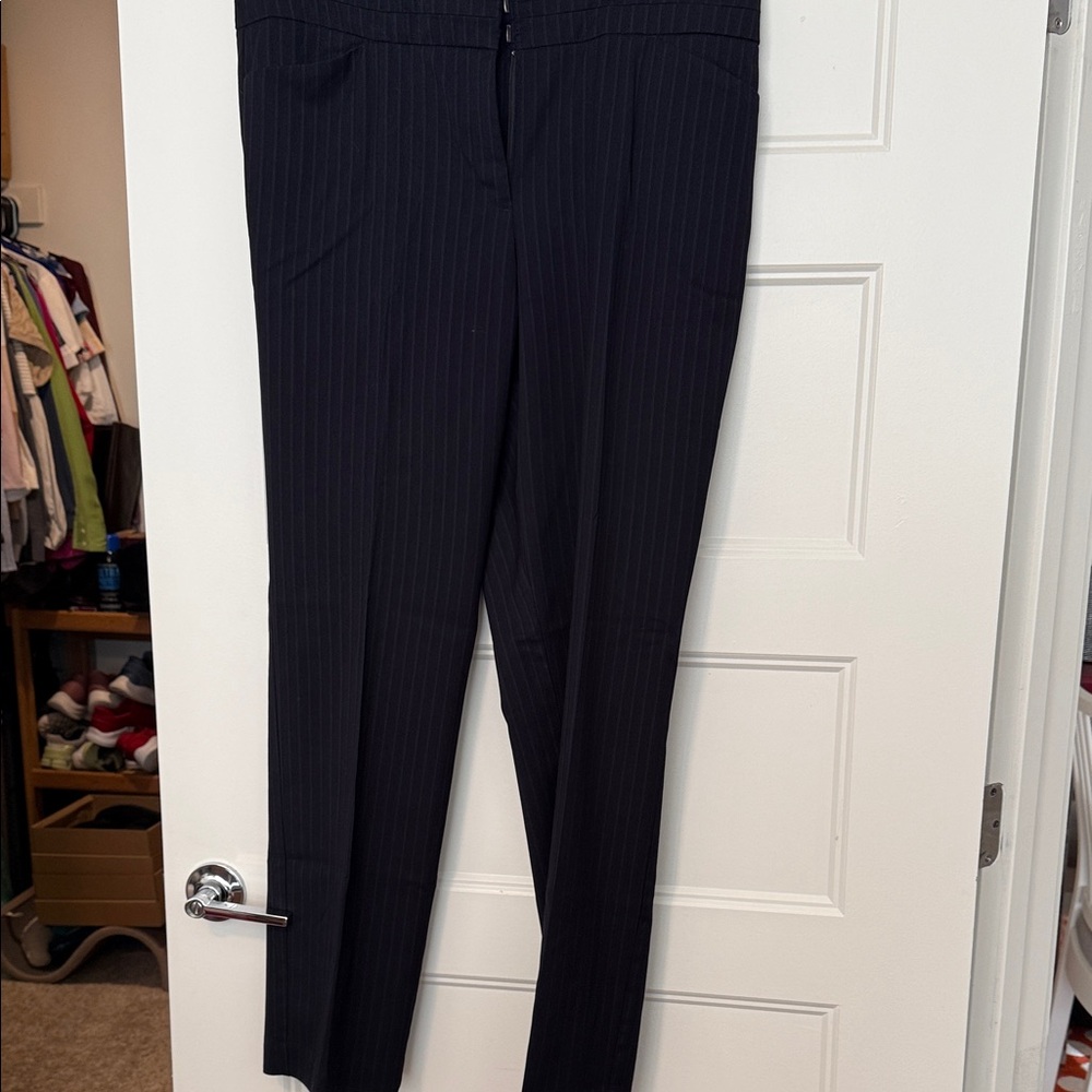 Worthington Navy Pinstripe Straight Leg Pants